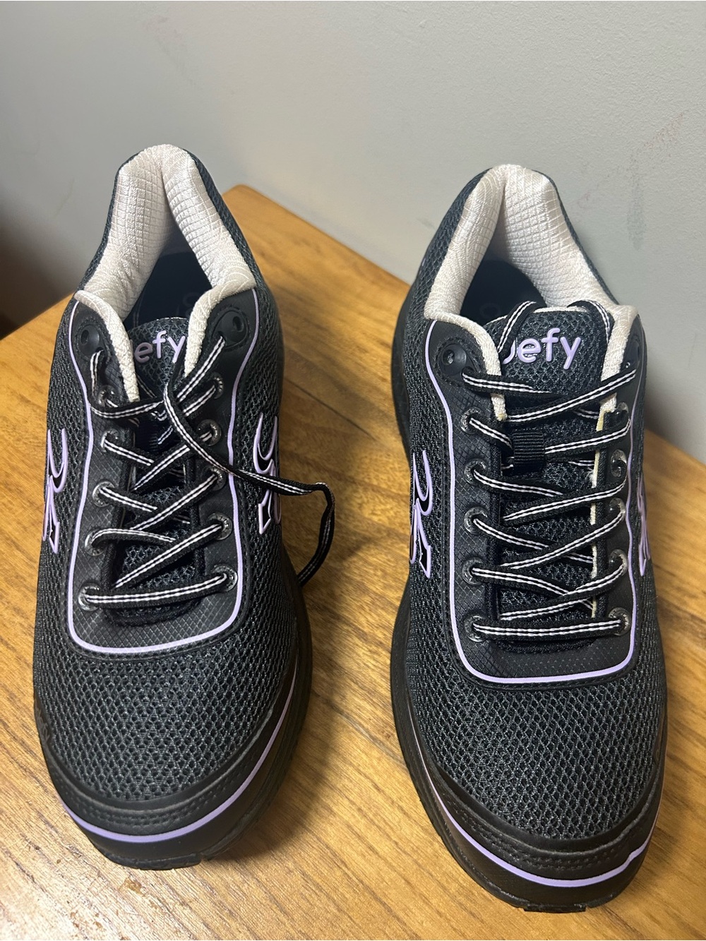 Gdefy  Gravity Defyer Women's Black Athletic Sneakers with Lavender Trim